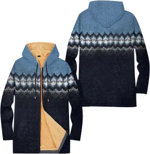 Mens Sherpa Hoodie Full-Zip Thick Warm Sweatshirt Fleece Casual Heavyweight Hooded