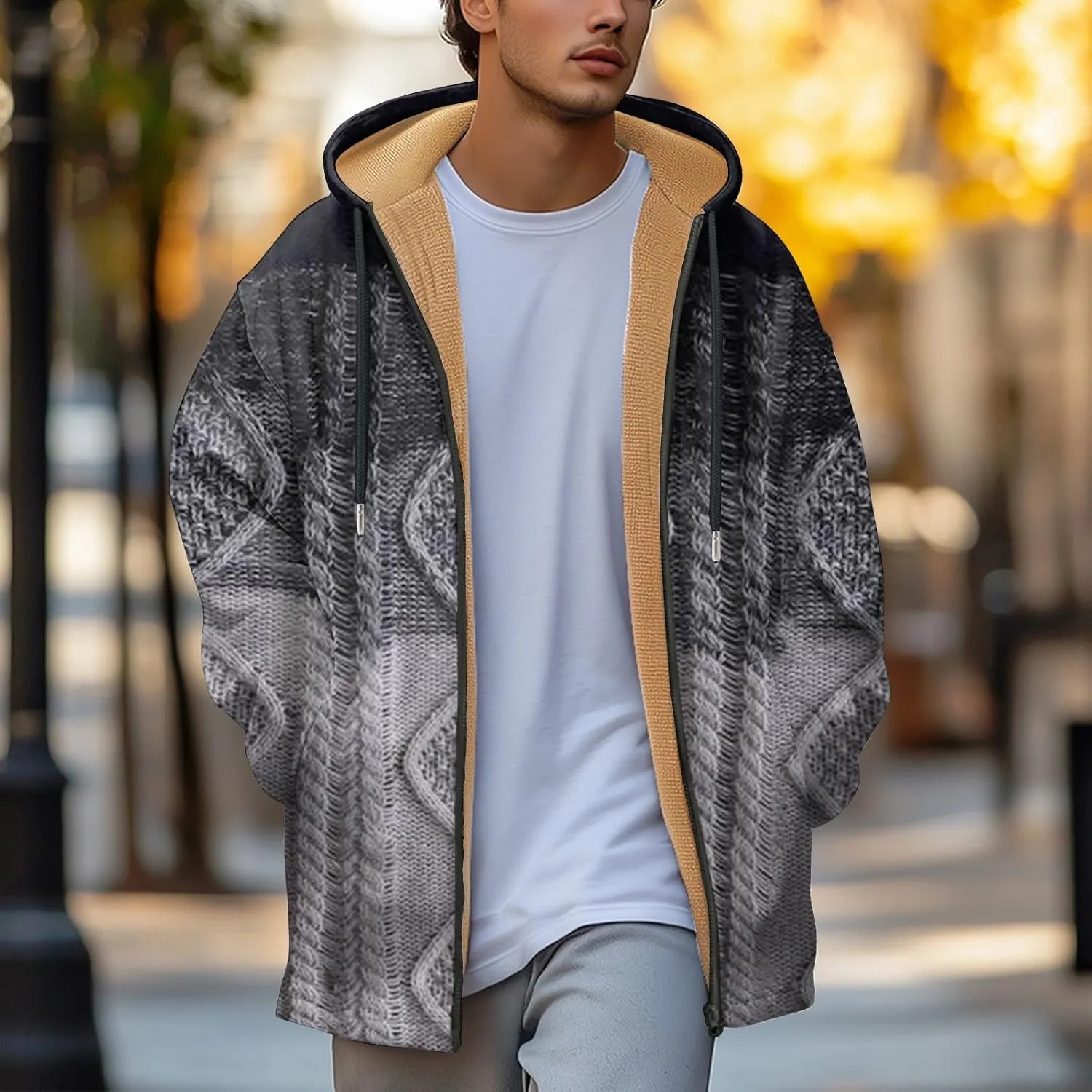 Mens Sherpa Hoodie Full-Zip Thick Warm Sweatshirt Fleece Casual Heavyweight Hooded