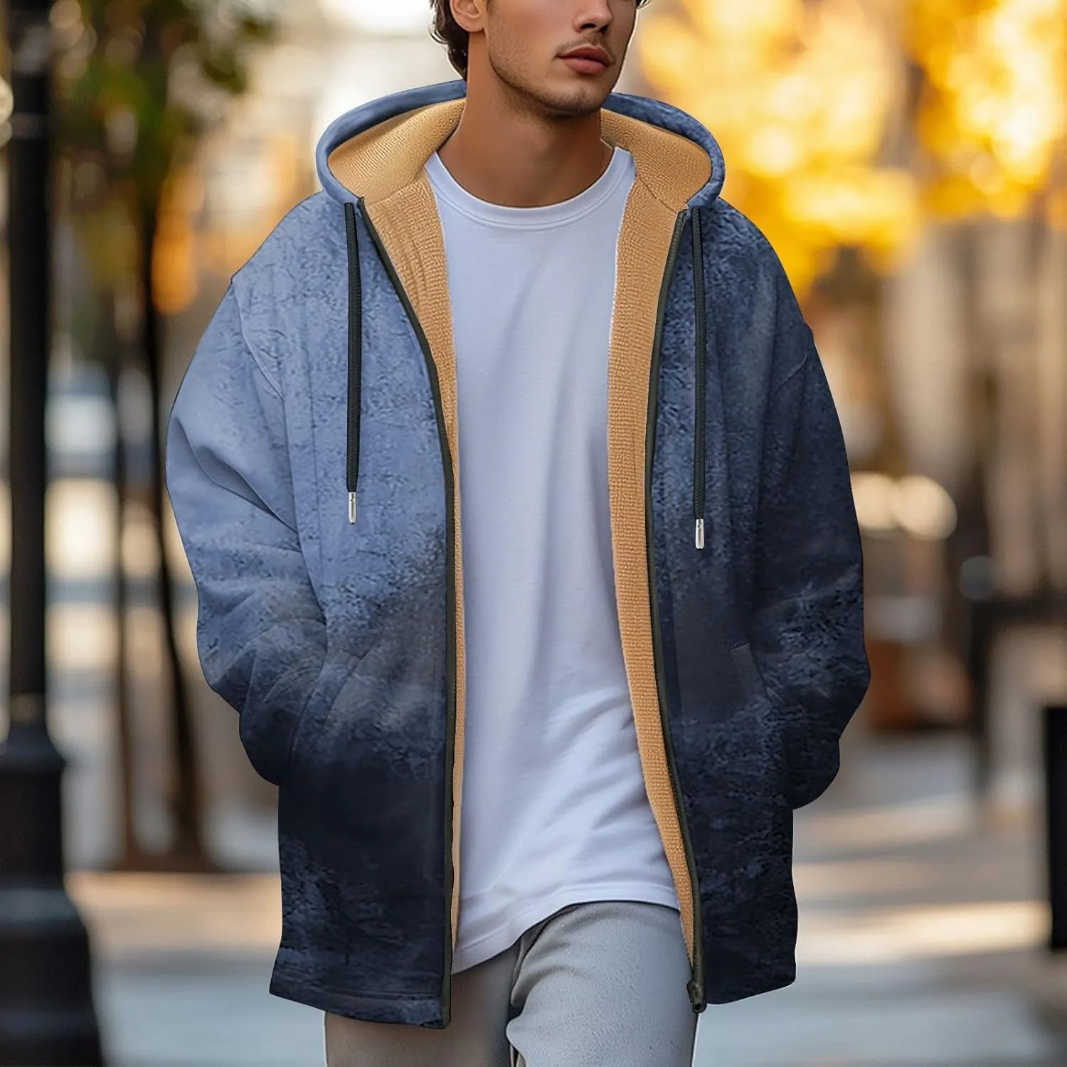 Mens Sherpa Lined Hoodie Full-Zip Thermal Fleece Sweatshirt Casual Heavyweight Winter Hoodies