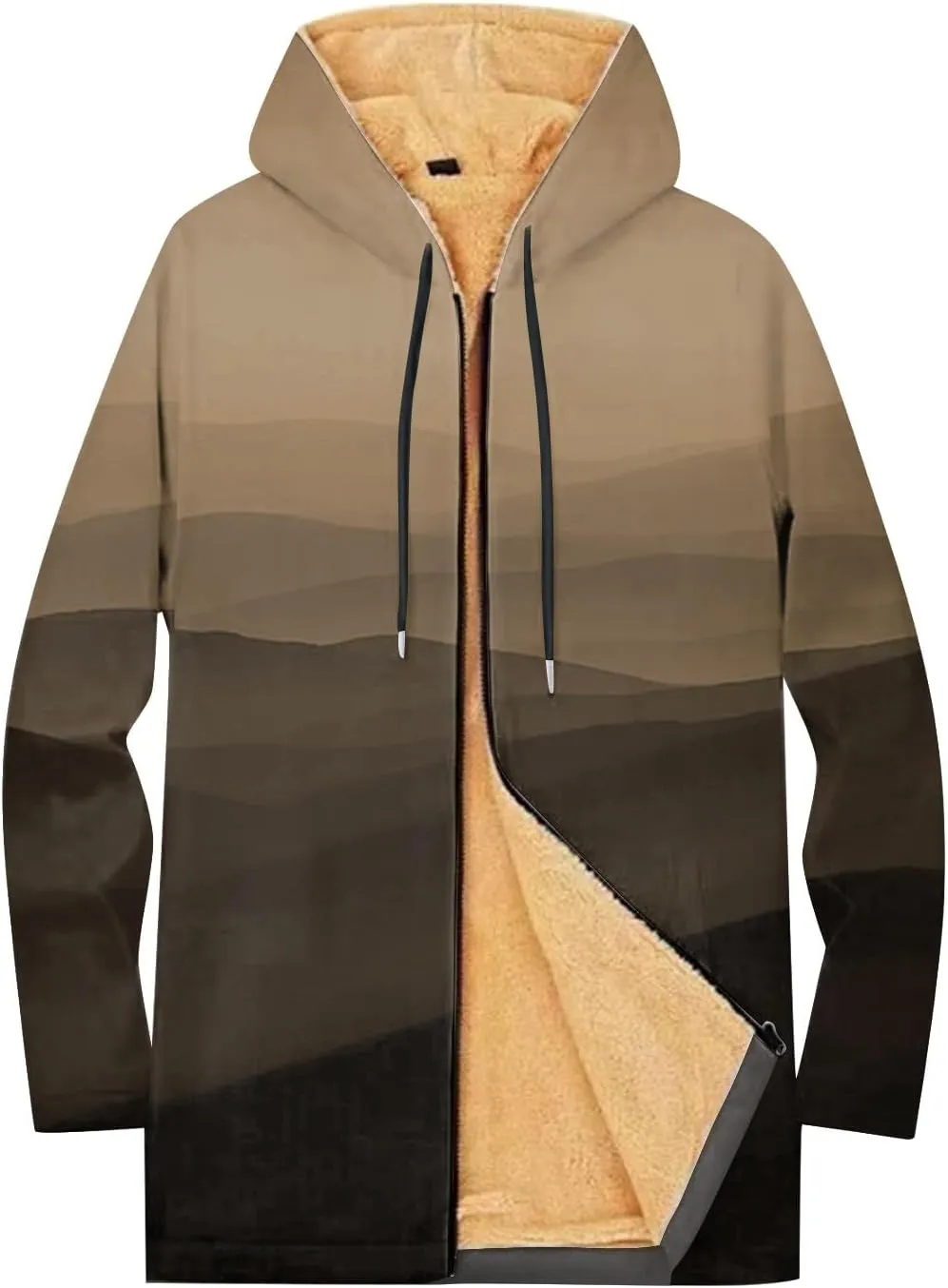 Mens Sherpa Lined Hoodie Full-Zip Winter Fleece Hooded Warm Thick Casual Sweatshirt