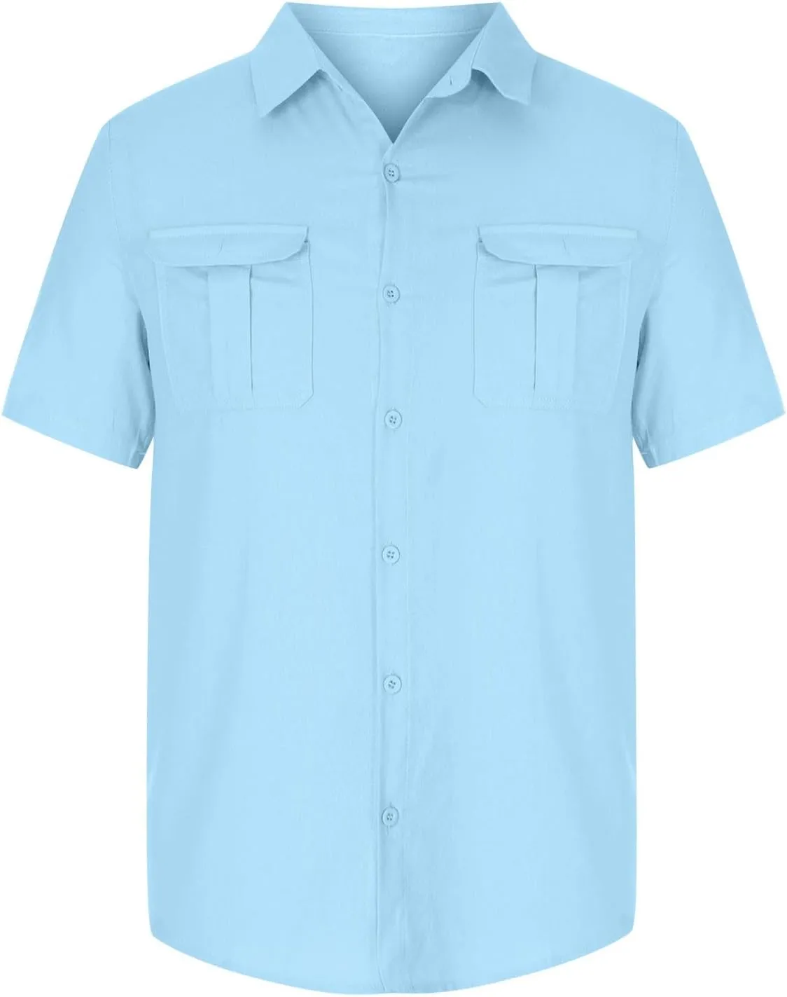 Men's Shirts Casual Cotton Linen Button Down T-Shirt Summer Fashion Short Sleeve Solid Linen Shirt Loose Fit Tops