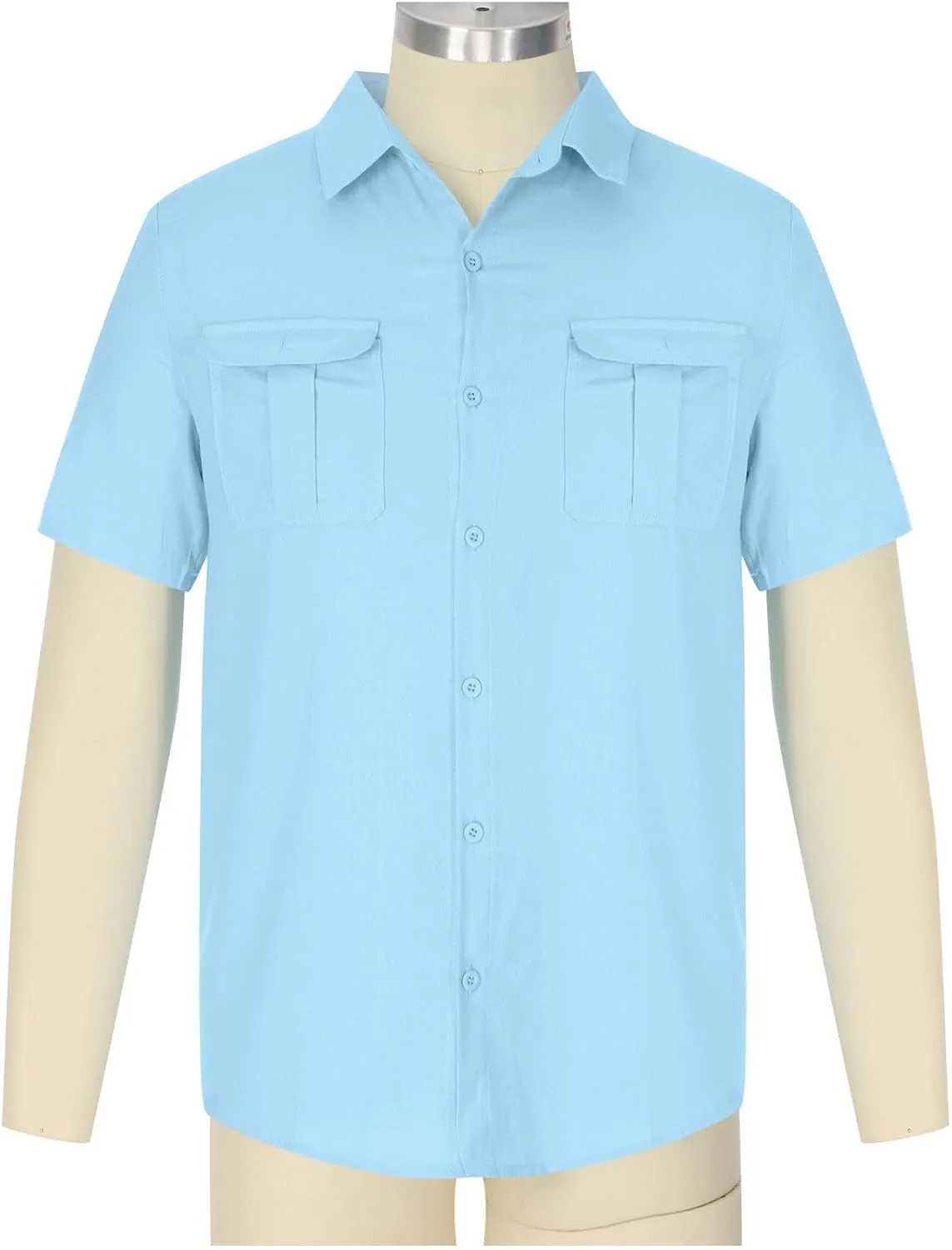 Men's Shirts Casual Cotton Linen Button Down T-Shirt Summer Fashion Short Sleeve Solid Linen Shirt Loose Fit Tops