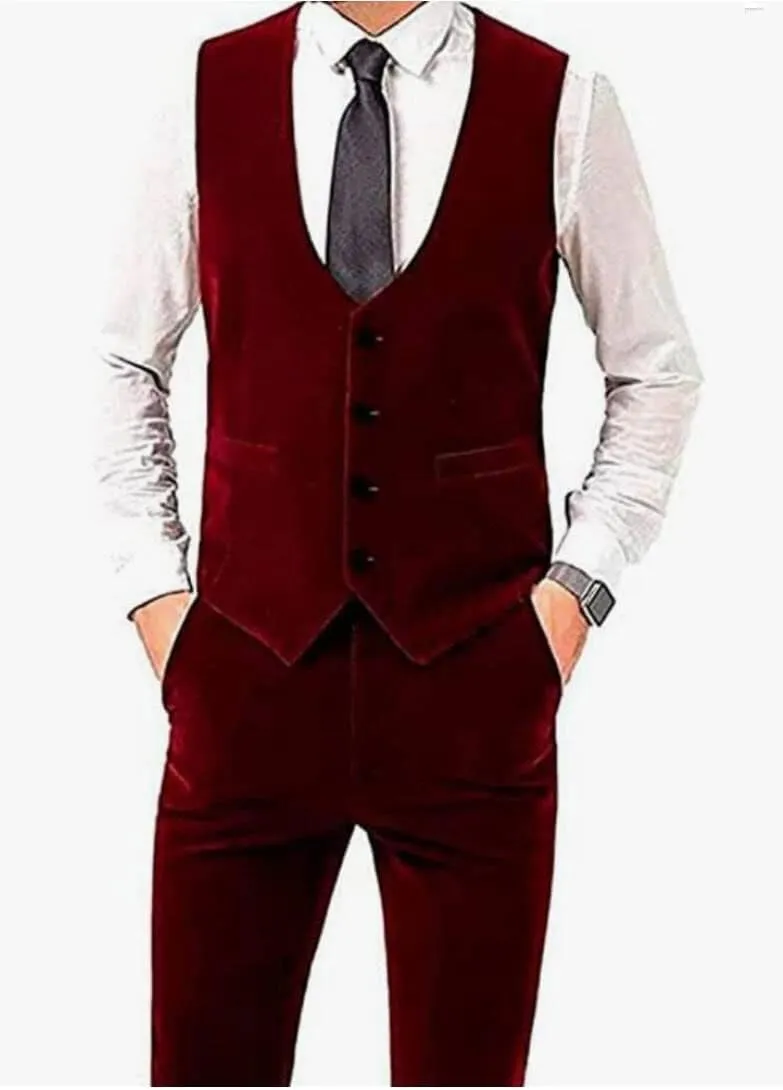 Men's Slim Fit 3 Pieces Velvet Suits Shawl Lapel Wedding Suits Groom Tuxedos Winter Suits