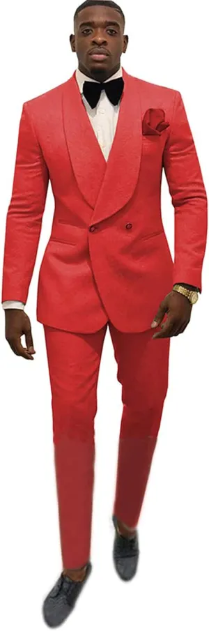 Men's Suit 2 Pieces Slim Fit Jacquard Suits Double-Breasted Blazer Groom Tuxedos Prom Turquoise Suits