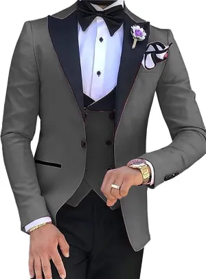 Men's Suit Slim Fit 3 Piece Men Tuxedo for Wedding Slim Fit Suit Double Breasted Suit Blazer Vest Pants Sets Prom