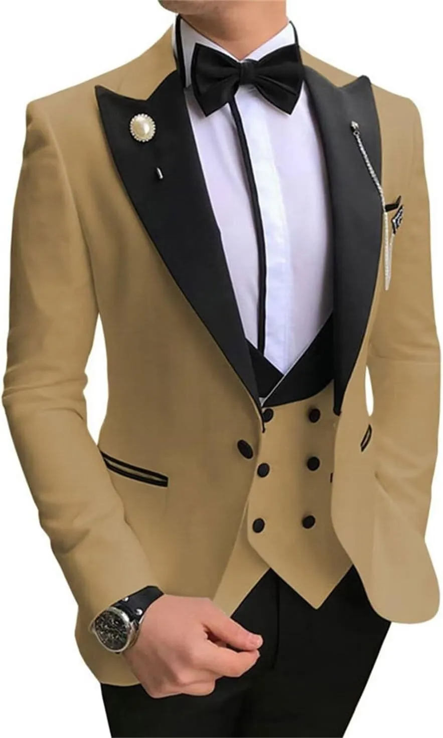 Men's Suit Slim Fit 3 Piece Men Tuxedo for Wedding Slim Fit Suit Double Breasted Suit Blazer Vest Pants Sets Prom
