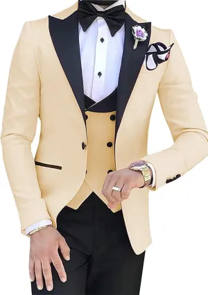 Men's Suit Slim Fit 3 Piece Men Tuxedo for Wedding Slim Fit Suit Double Breasted Suit Blazer Vest Pants Sets Prom