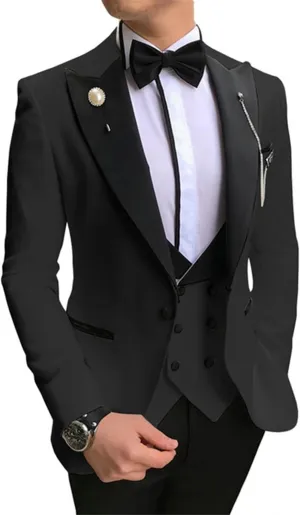Men's Suit Slim Fit 3 Piece Men Tuxedo for Wedding Slim Fit Suit Double Breasted Suit Blazer Vest Pants Sets Prom