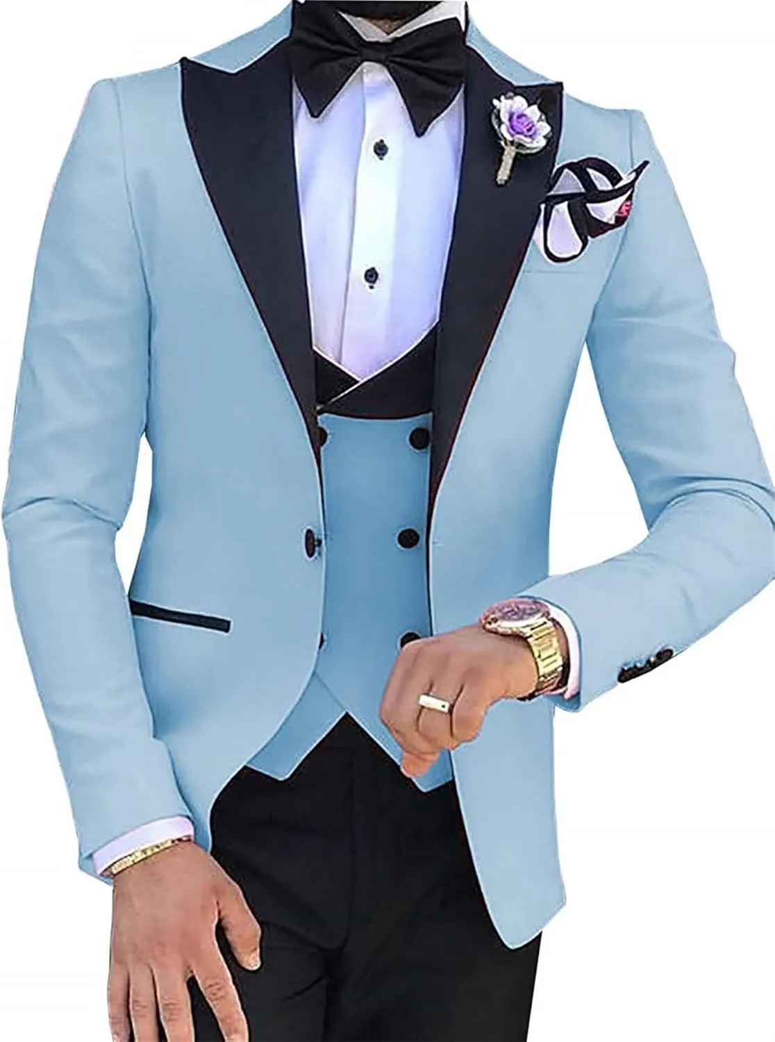 Men's Suit Slim Fit 3 Piece Men Tuxedo for Wedding Slim Fit Suit Double Breasted Suit Blazer Vest Pants Sets Prom