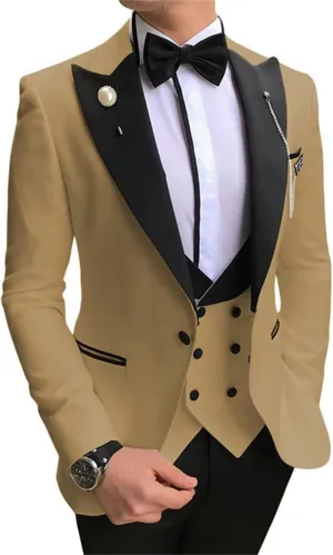 Men's Suit Slim Fit 3 Piece Men Tuxedo for Wedding Slim Fit Suit Double Breasted Suit Blazer Vest Pants Sets Prom