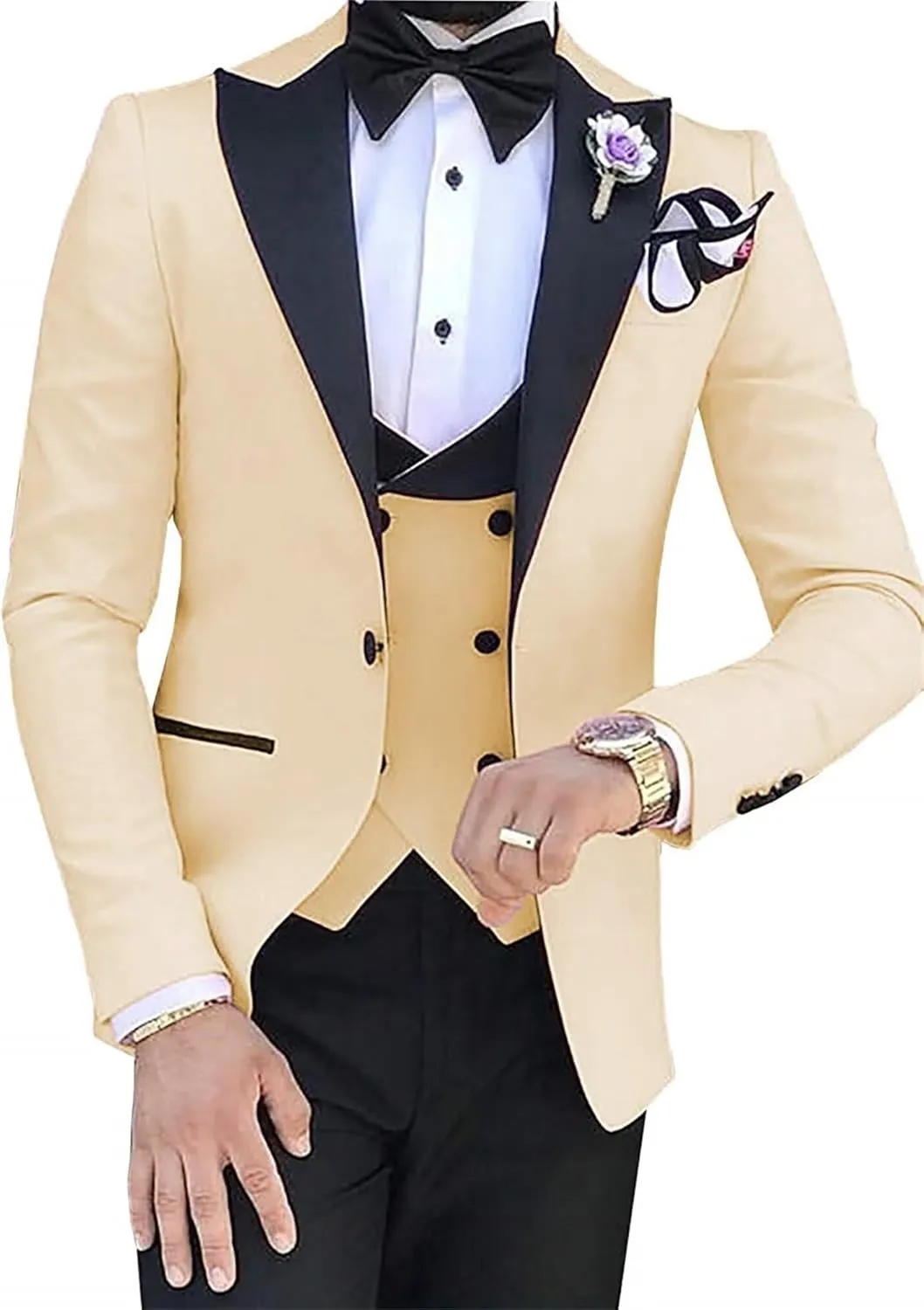 Men's Suit Slim Fit 3 Piece Men Tuxedo for Wedding Slim Fit Suit Double Breasted Suit Blazer Vest Pants Sets Prom