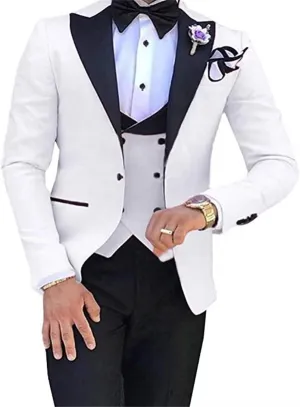Men's Suit Slim Fit 3 Piece Men Tuxedo for Wedding Slim Fit Suit Double Breasted Suit Blazer Vest Pants Sets Prom