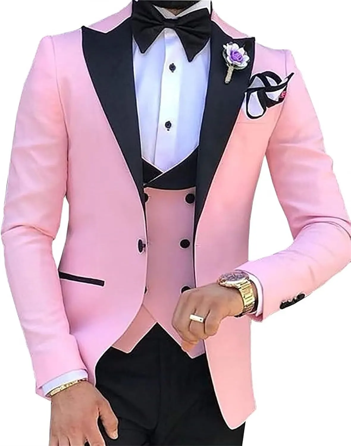 Men's Suit Slim Fit 3 Piece Men Tuxedo for Wedding Slim Fit Suit Double Breasted Suit Blazer Vest Pants Sets Prom