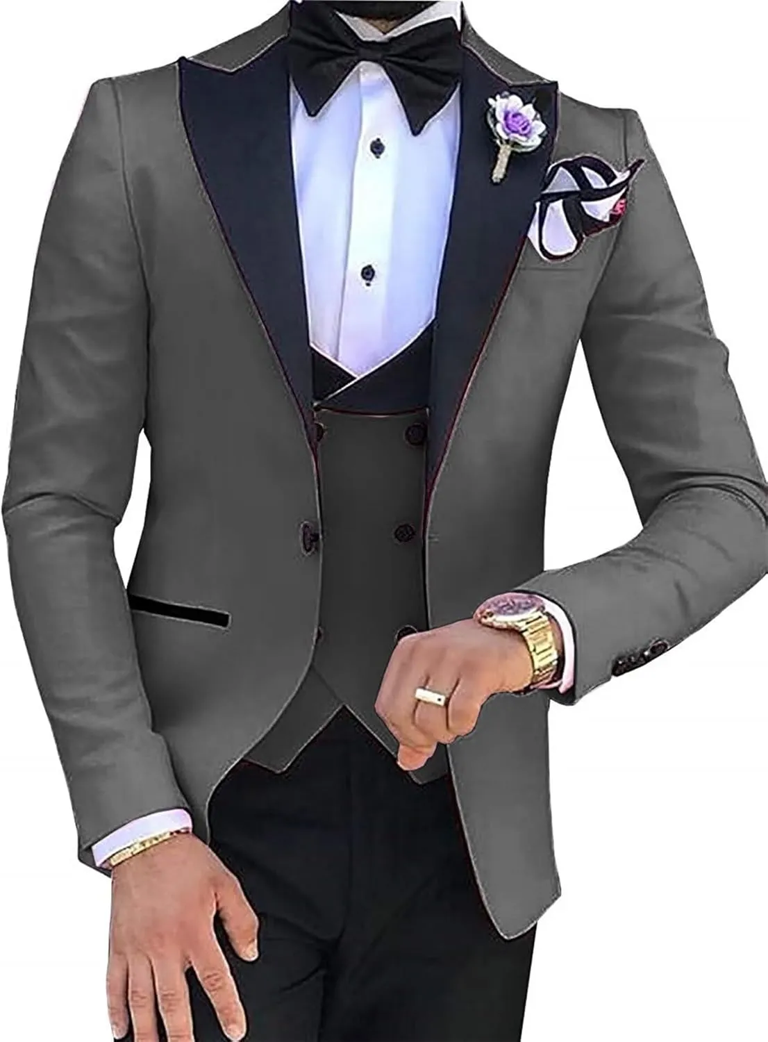 Men's Suit Slim Fit 3 Piece Men Tuxedo for Wedding Slim Fit Suit Double Breasted Suit Blazer Vest Pants Sets Prom