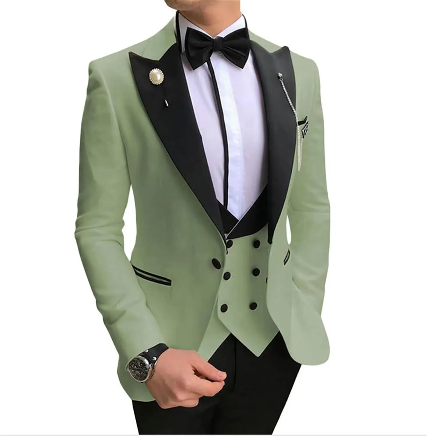 Men's Suit Slim Fit 3 Piece Men Tuxedo for Wedding Slim Fit Suit Double Breasted Suit Blazer Vest Pants Sets Prom