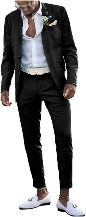 Men's Suits Slim Fit 2 Pieces Wedding Suit Blazer Groomsmen Prom Suits Business Casual Suit