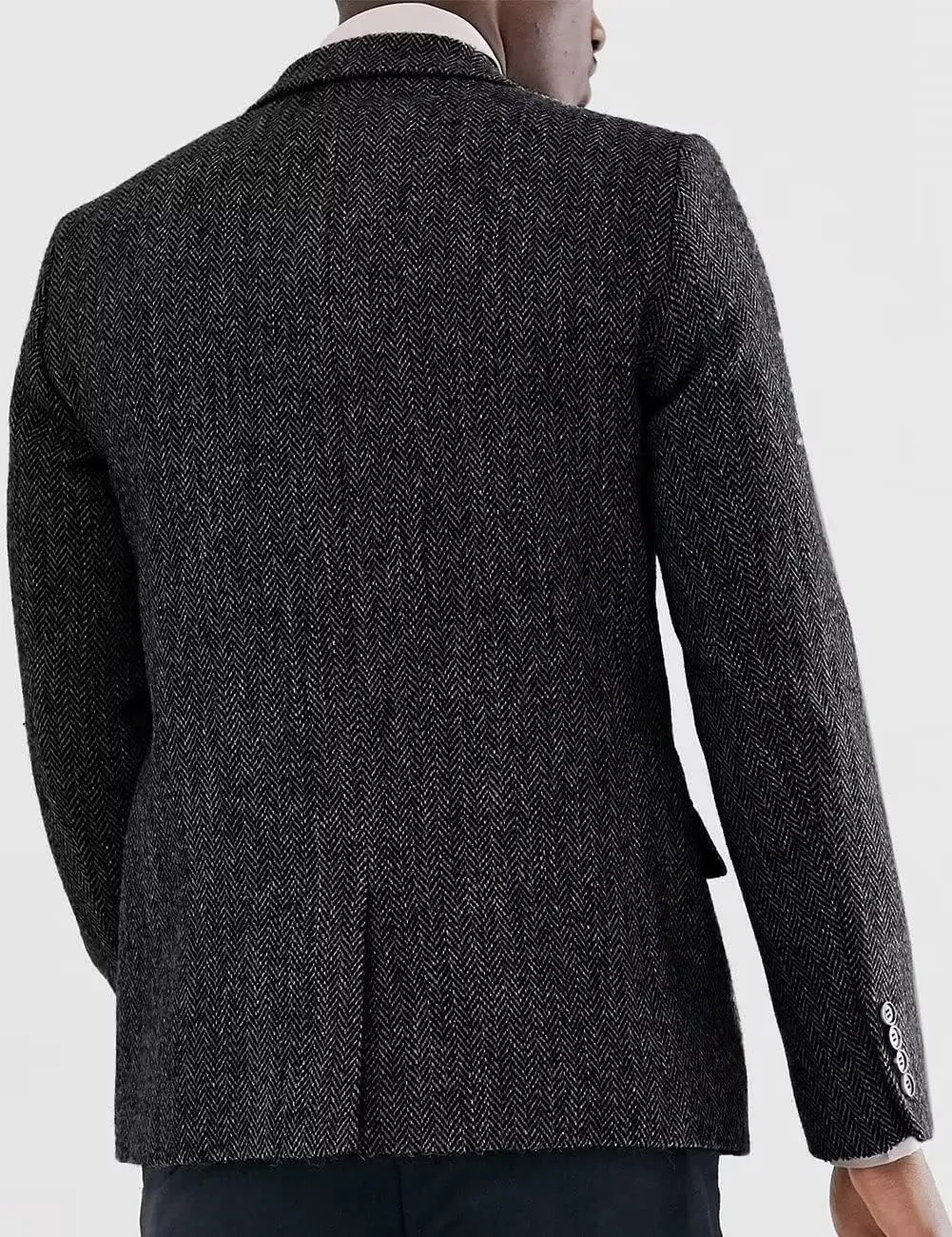Men's Suits Slim Fit 3 Piece Suits for Men Tweed Herringbone Suits Retro Vintage Blazer Wedding Suits Jacket Vest Pants Set