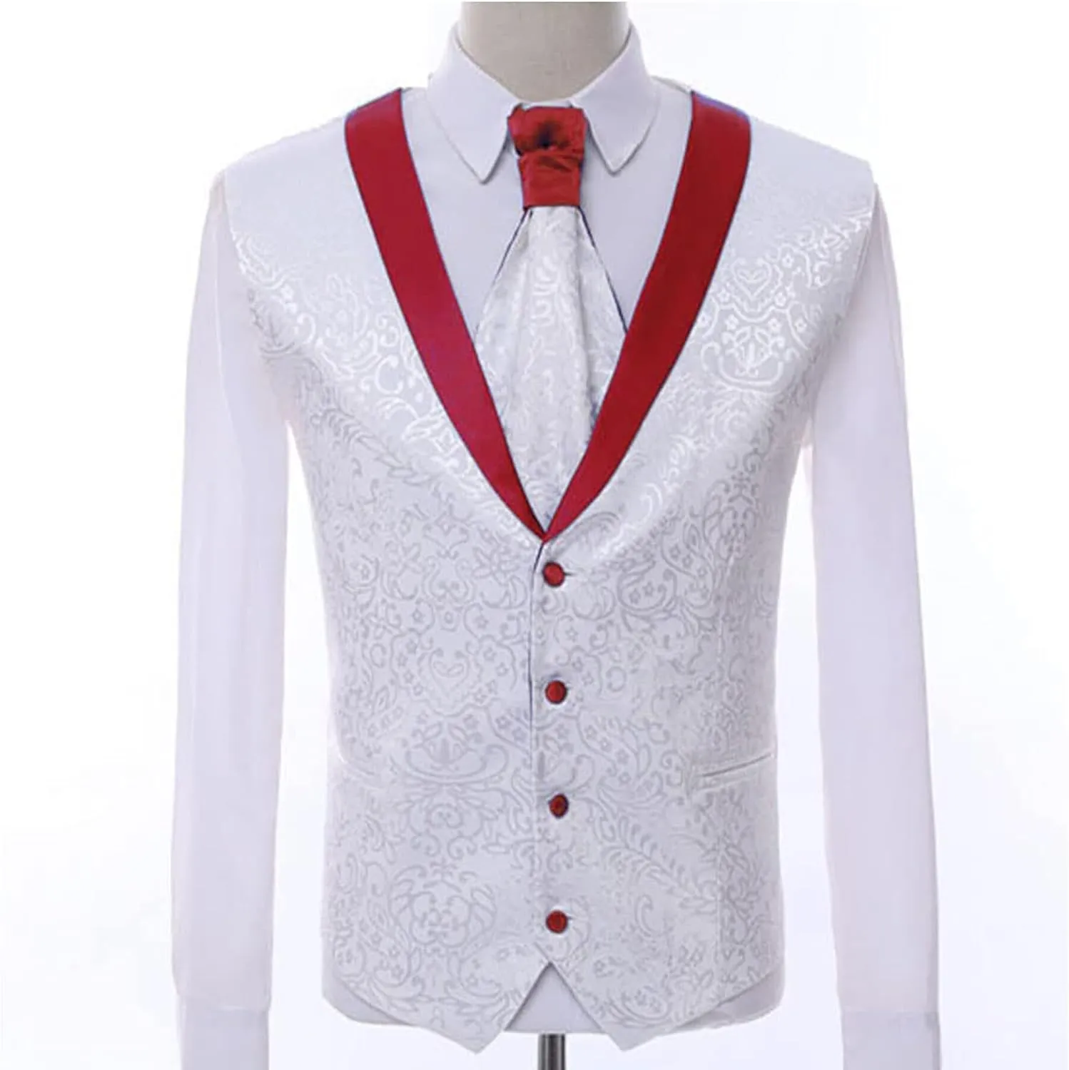 Men's Suits Slim Fit 3 Piece Suits for Men White Premium Floral Blazer Wedding Suits Jacket Vest Pants Men Tuxedo Suits Set