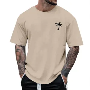 Men's Summer Short Sleeve Palm Tree Print T-Shirts Lightweight Quick Dry Casual Loose Fit Graphic Tee Shirts 2025
