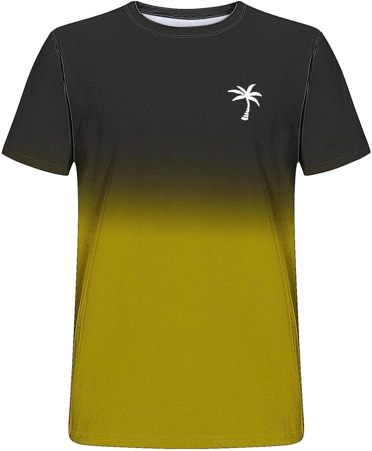 Mens Summer Streetwear Casual T Shirts Short Sleeve Ombre Tropical Print Tee Shirts Loose Fit Fashion Hip Hop Tshirts