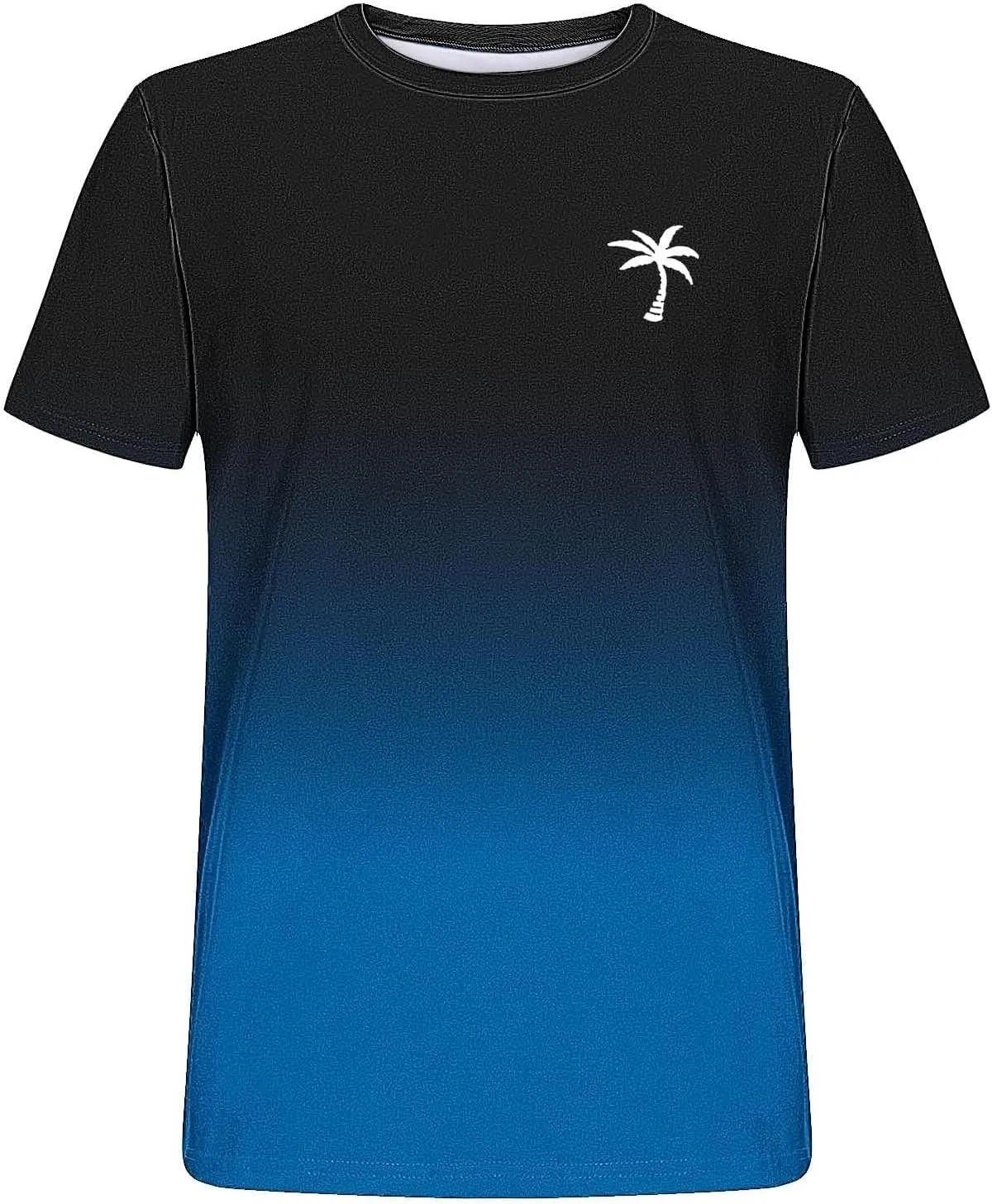 Mens Summer Streetwear Casual T Shirts Short Sleeve Ombre Tropical Print Tee Shirts Loose Fit Fashion Hip Hop Tshirts