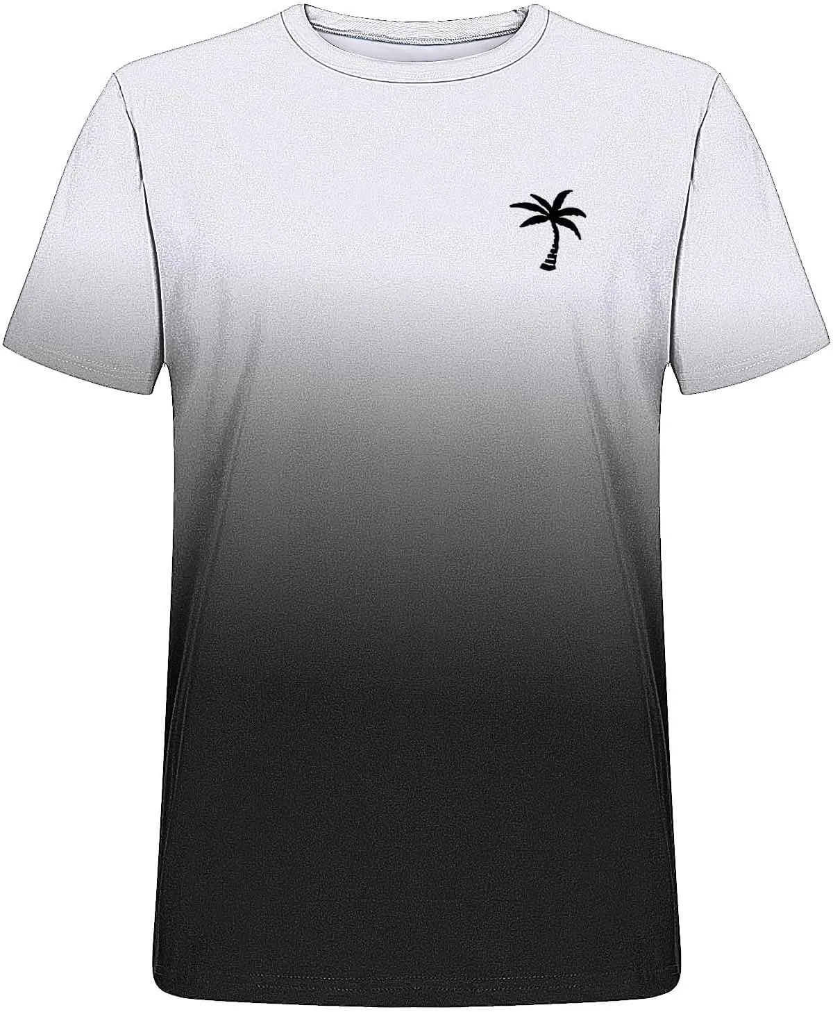 Mens Summer Streetwear Casual T Shirts Short Sleeve Ombre Tropical Print Tee Shirts Loose Fit Fashion Hip Hop Tshirts