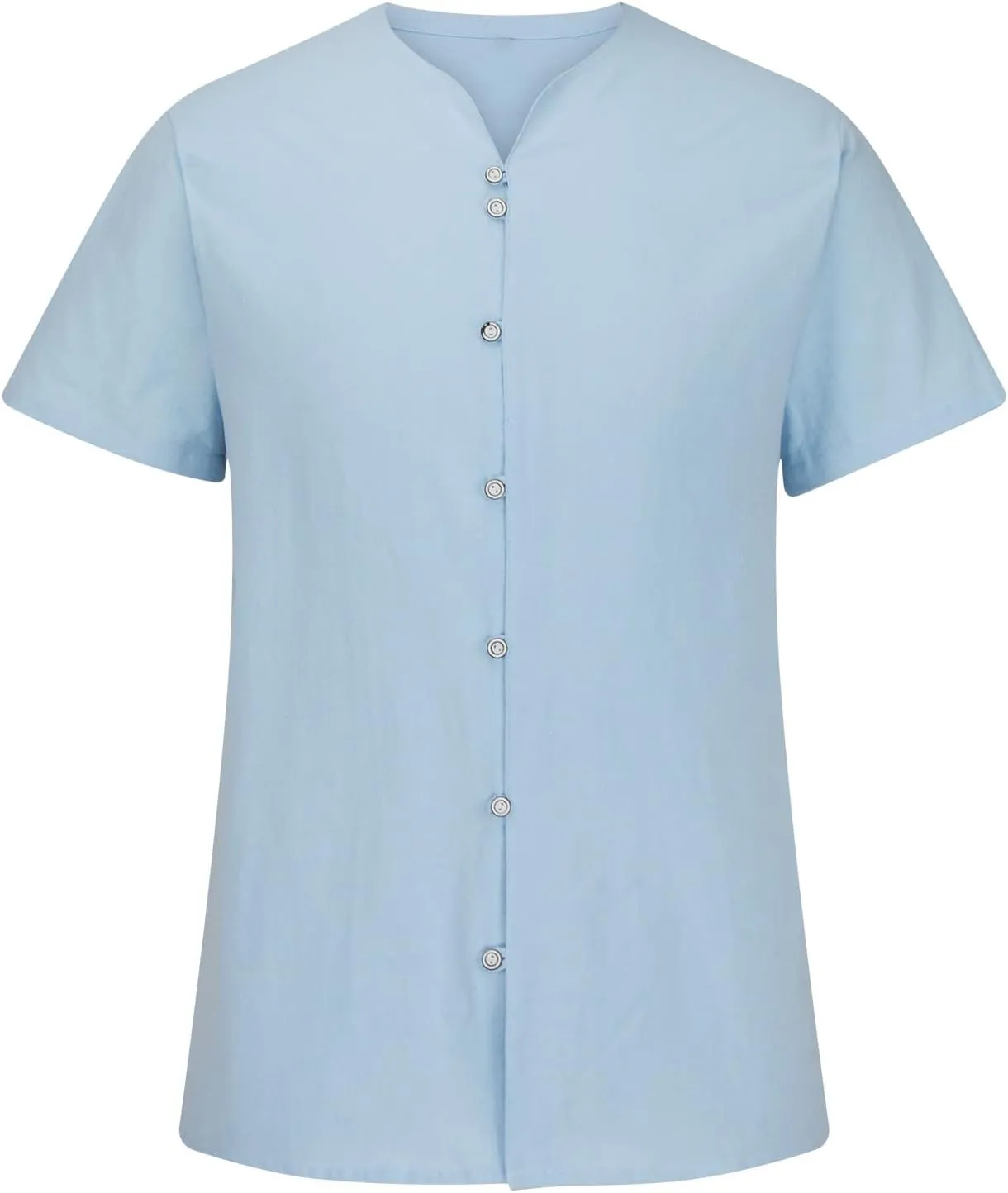 Men's T-Shirts Cotton Linen Short Sleeve Button Down Shirt Summer Loose Fit Solid Business Casual Shirts Beach Shirt