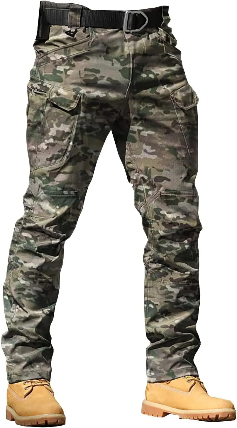 Mens Tactical Cargo Pants Mens Casual Pants Elastic Waist Restaurant Pants for Mens Lounge Sweatpants Camp Pants
