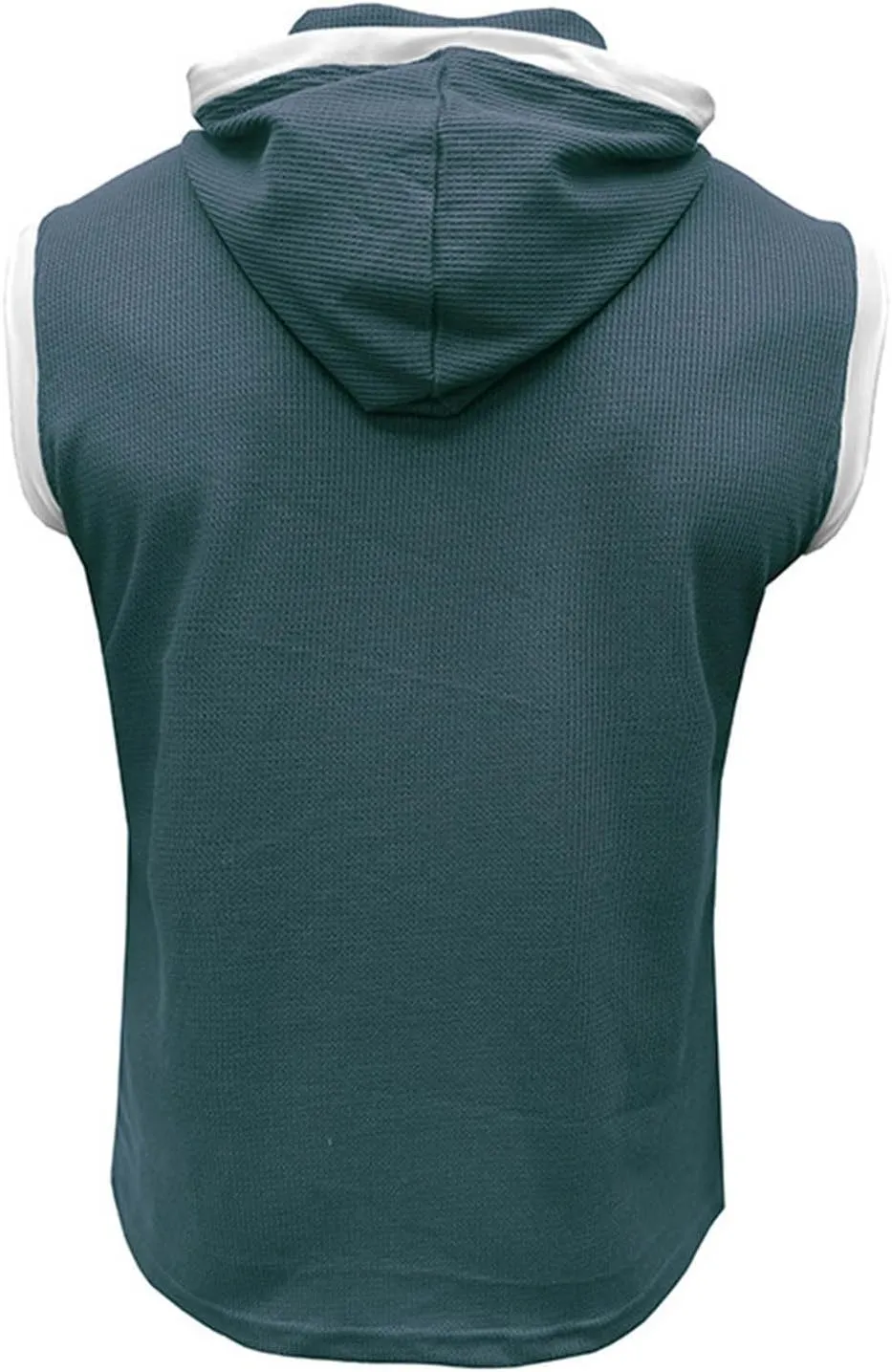 Men's Waffle Workout Hooded Tank Tops Button Down Sleeveless Gym Hoodies Color Block Training Athletic Muscle Pullover