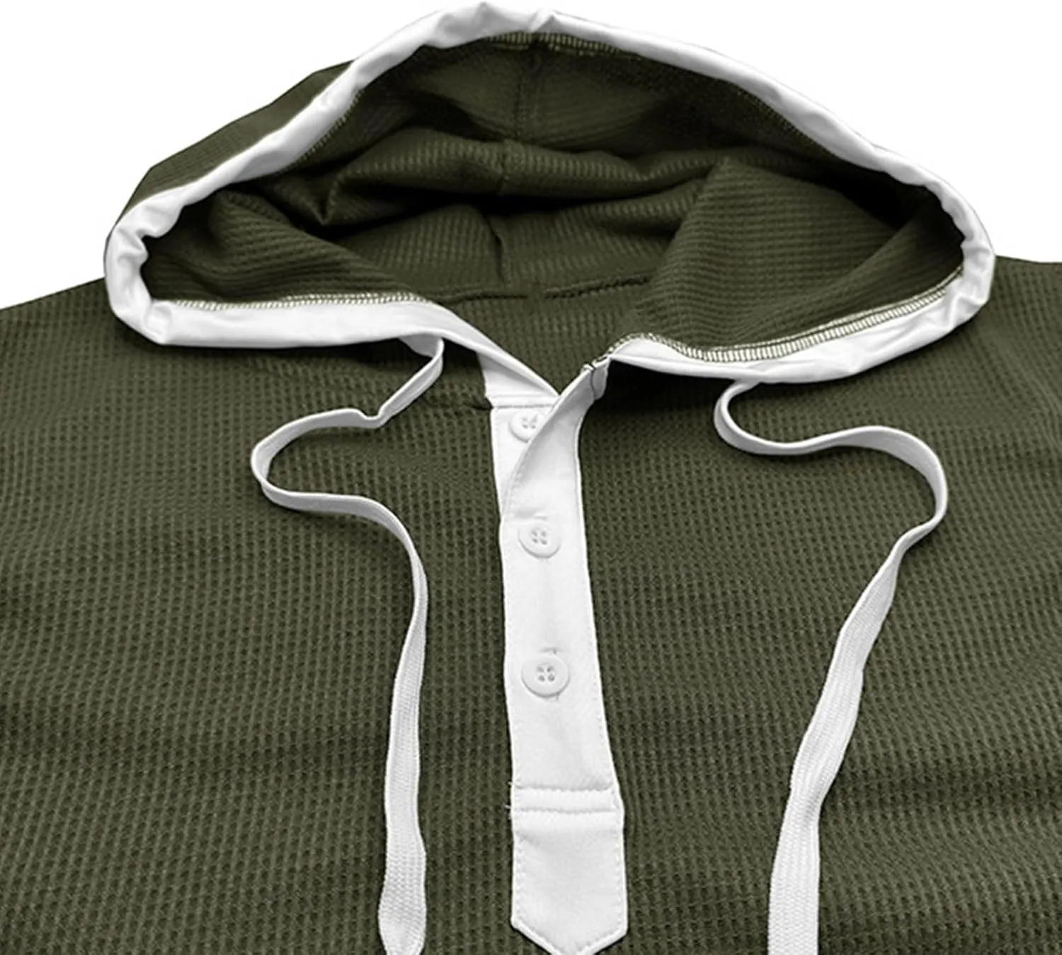 Men's Waffle Workout Hooded Tank Tops Button Down Sleeveless Gym Hoodies Color Block Training Athletic Muscle Pullover