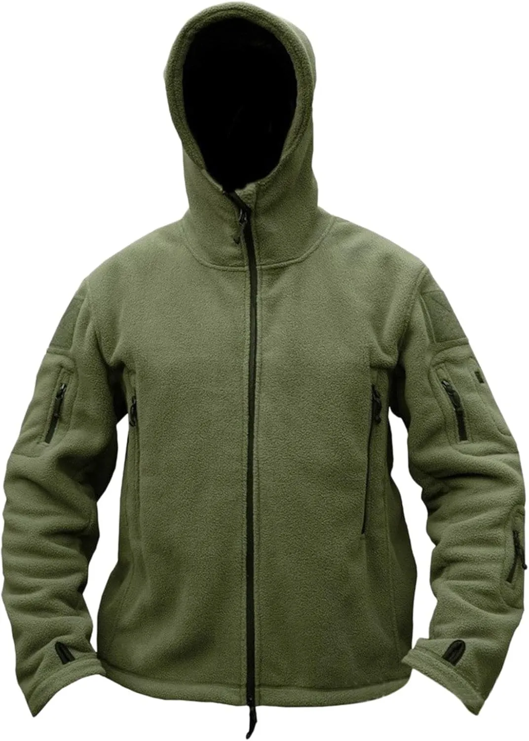 Men's Warm Military Tactical Hoodies Trendy Fall Winter Warm Full Zip Fleece Jacket with Multi Pockets Sports Coats