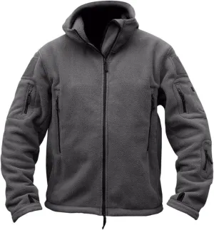 Men's Warm Military Tactical Hoodies Trendy Fall Winter Warm Full Zip Fleece Jacket with Multi Pockets Sports Coats