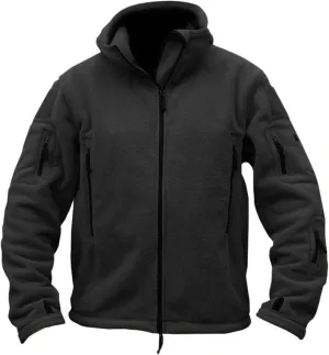 Men's Warm Military Tactical Hoodies Trendy Fall Winter Warm Full Zip Fleece Jacket with Multi Pockets Sports Coats
