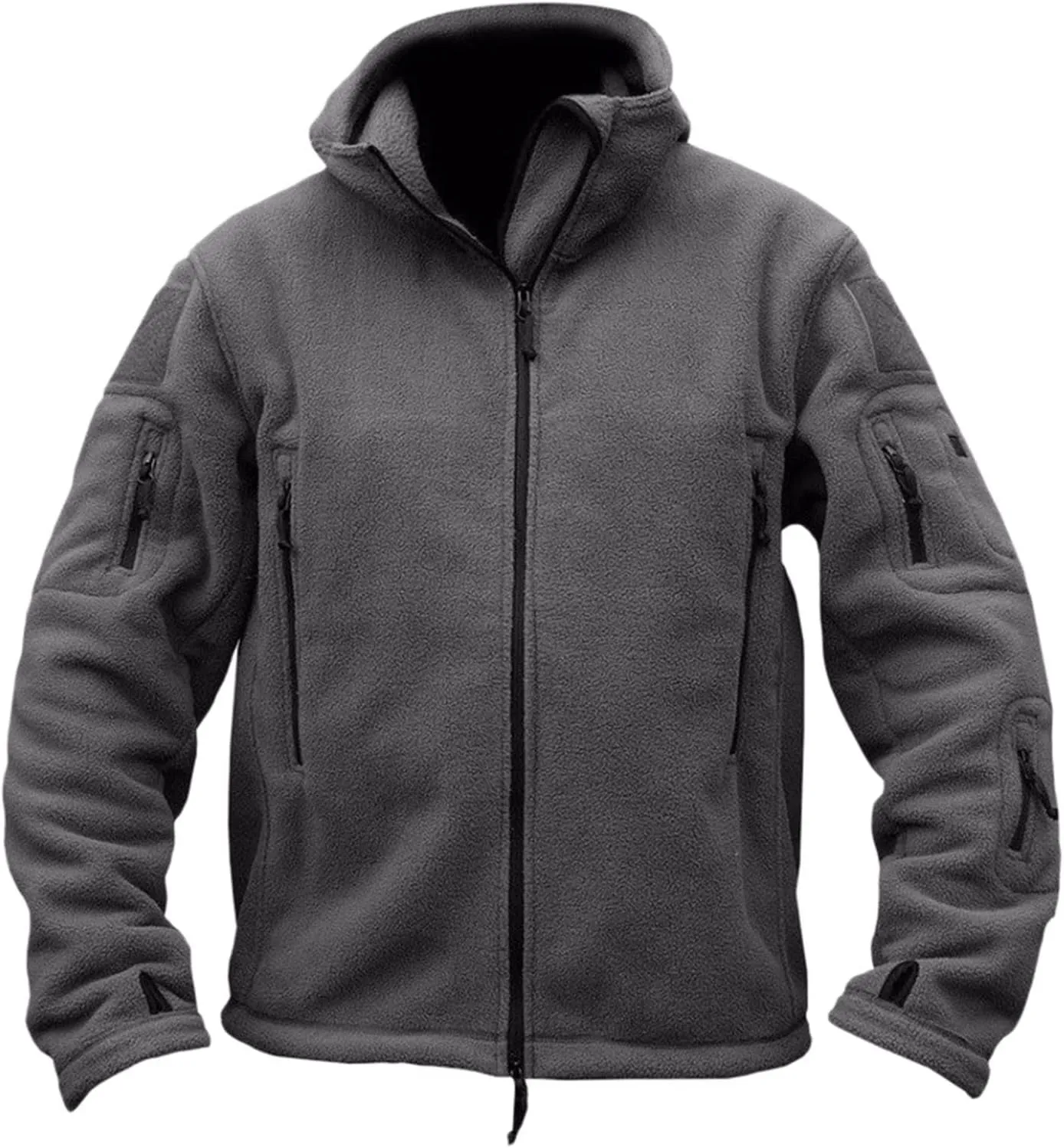 Men's Warm Military Tactical Hoodies Trendy Fall Winter Warm Full Zip Fleece Jacket with Multi Pockets Sports Coats