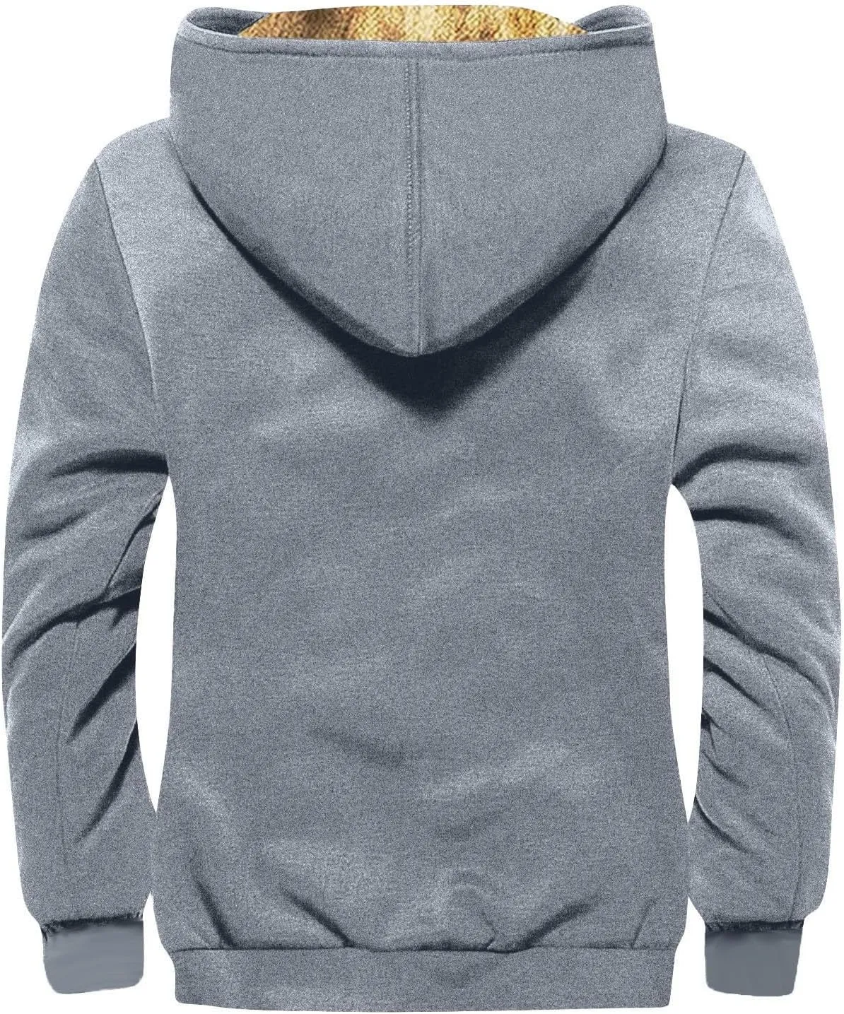 Men'S Winter Coats Solid Color Zipper Hooded Warm Windbreaker Jackets Oversized Heavy Hoodie