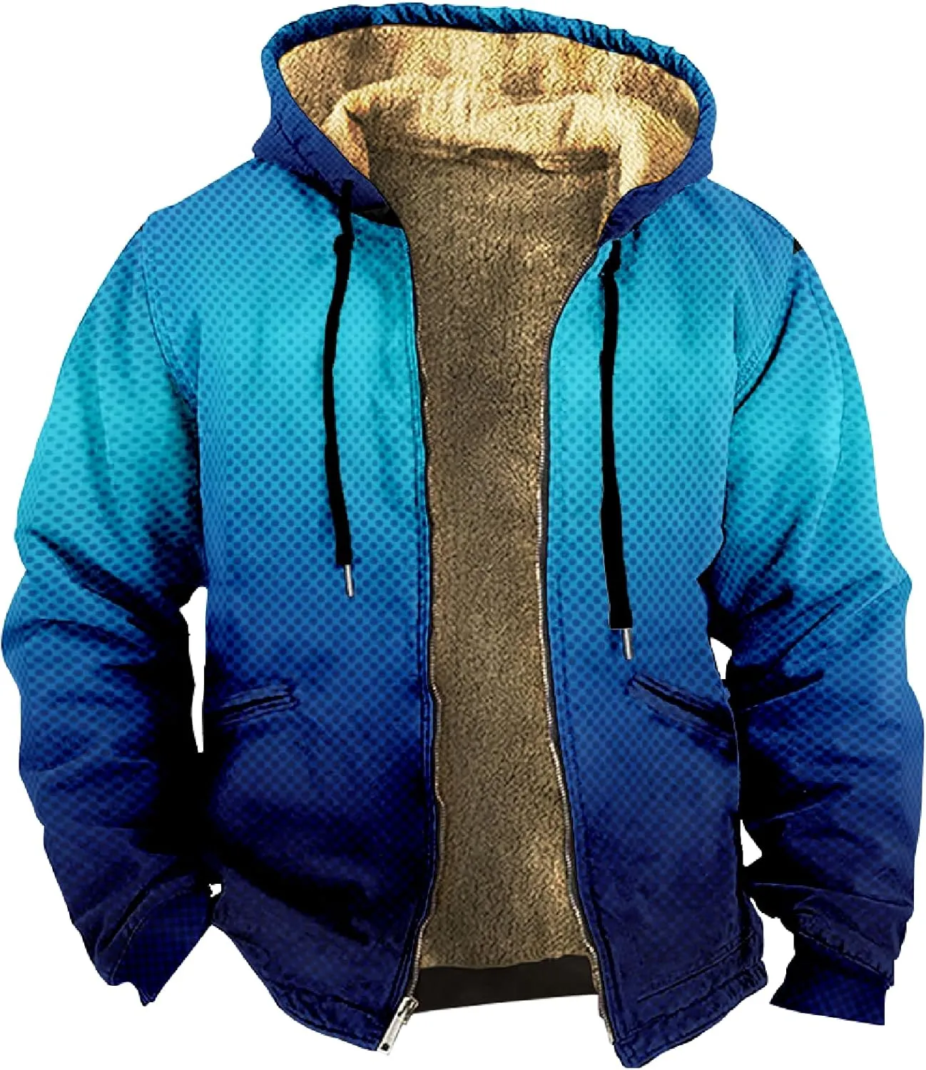 Mens Winter Coats Solid Color Zipper Hooded Warm Windbreaker Jackets Oversized Heavy Hoodie