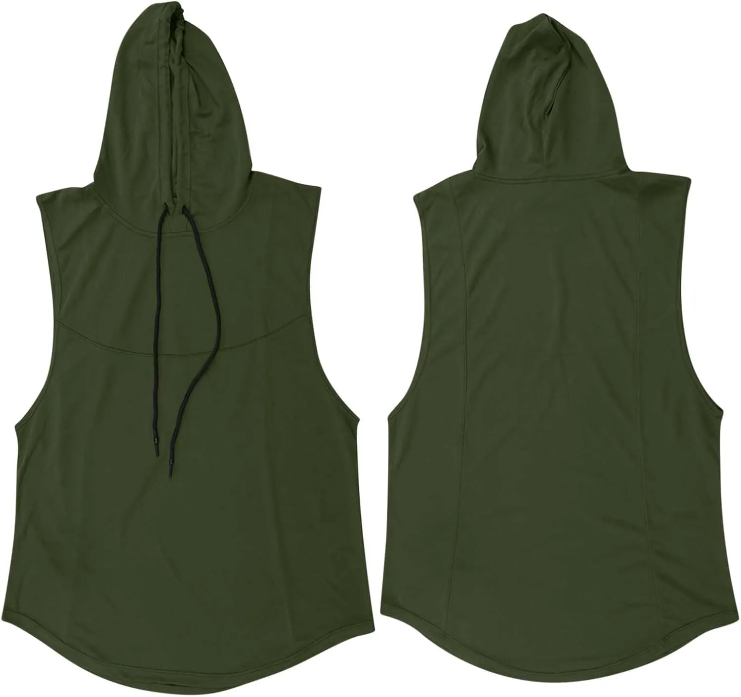 Men's Workout Hooded Tank Tops Quick Dry Muscle Cut Off T Shirt Summer Sleeveless Running Athletic Drawstring Hoodies