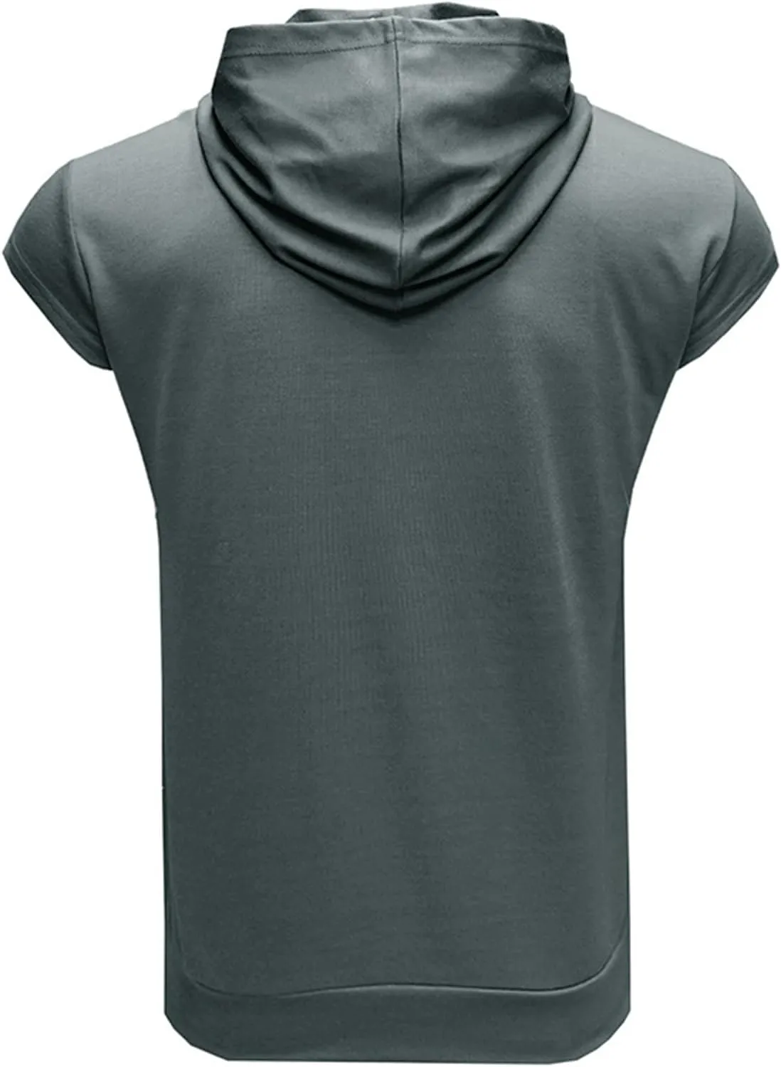 Men's Workout Hooded Tank Tops Sleeveless Gym Hoodies Bodybuilding Muscle Cut Off T Shirt Athletic Tees with Pockets