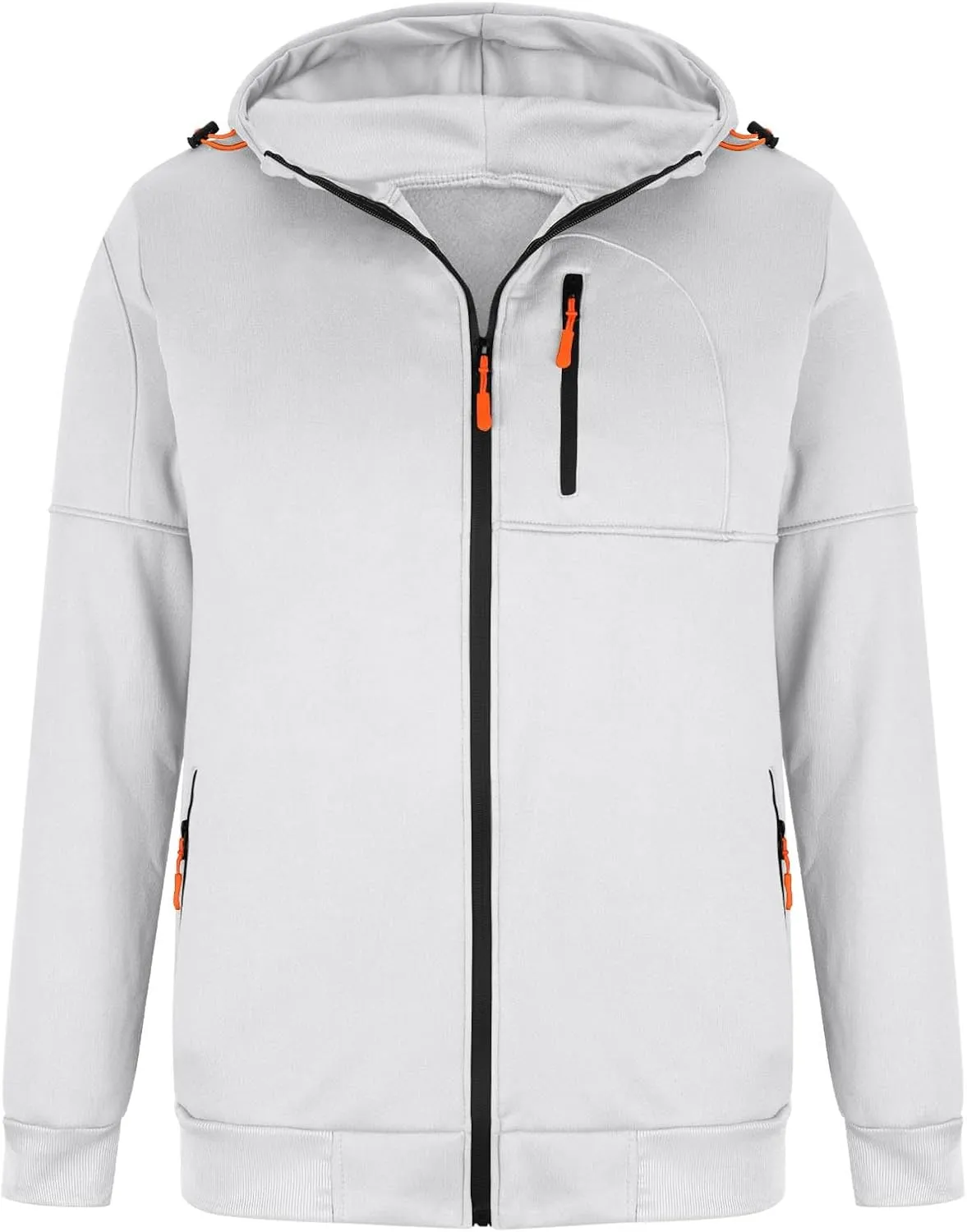 Mens Zip up Hoodie Casual Big and Tall Hoodies for Travel Sports Long Sleeve Zipper Jacket Sweatshirt with Pocket