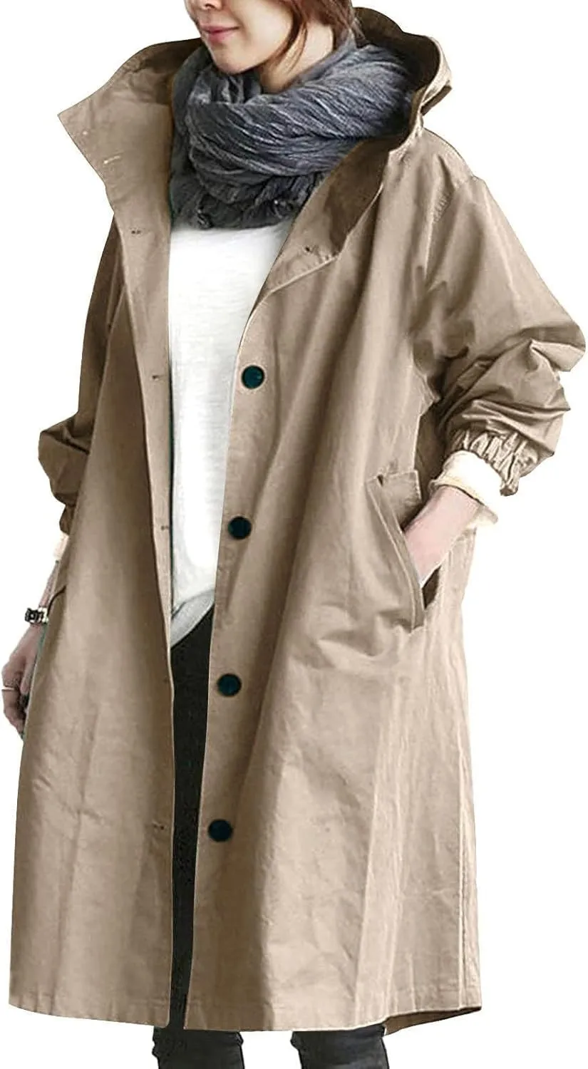 Mid Long Classic Lapel Windproof Womens Elegant Windbreaker Wild Winter Women'S Coat Belted Outerwear Casual Jackets