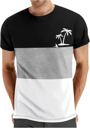 Muscularfit Gym Tshirts for Men Loose Fit Color Block Short Sleeve Crewneck Shirts Causal Gym Workout Tee Tops Summer Shirts