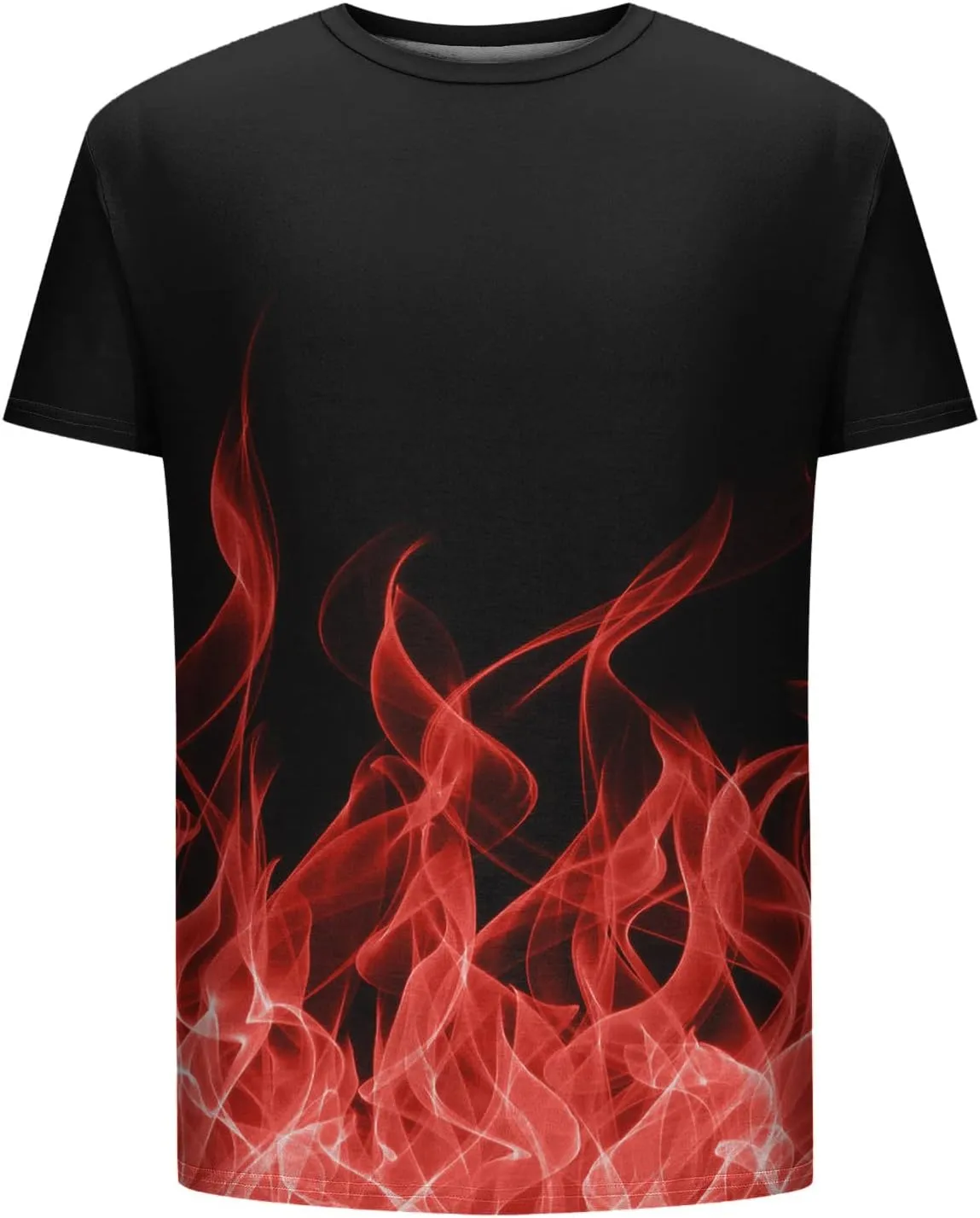 Muscularfit Men's Graphic Tee Shirts Funny 3D Flame Print Short Sleeve Casual Shirt Loose Fit Athletic T-Shirt Summer Clothes