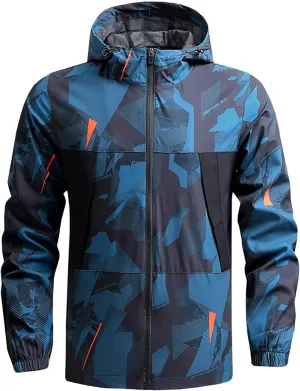 NATHGAM Men's Casual Loose Fit Windbreaker Long Sleeve Stand Collar Hooded Jacket Breathable For Biking Hiking Running 2024