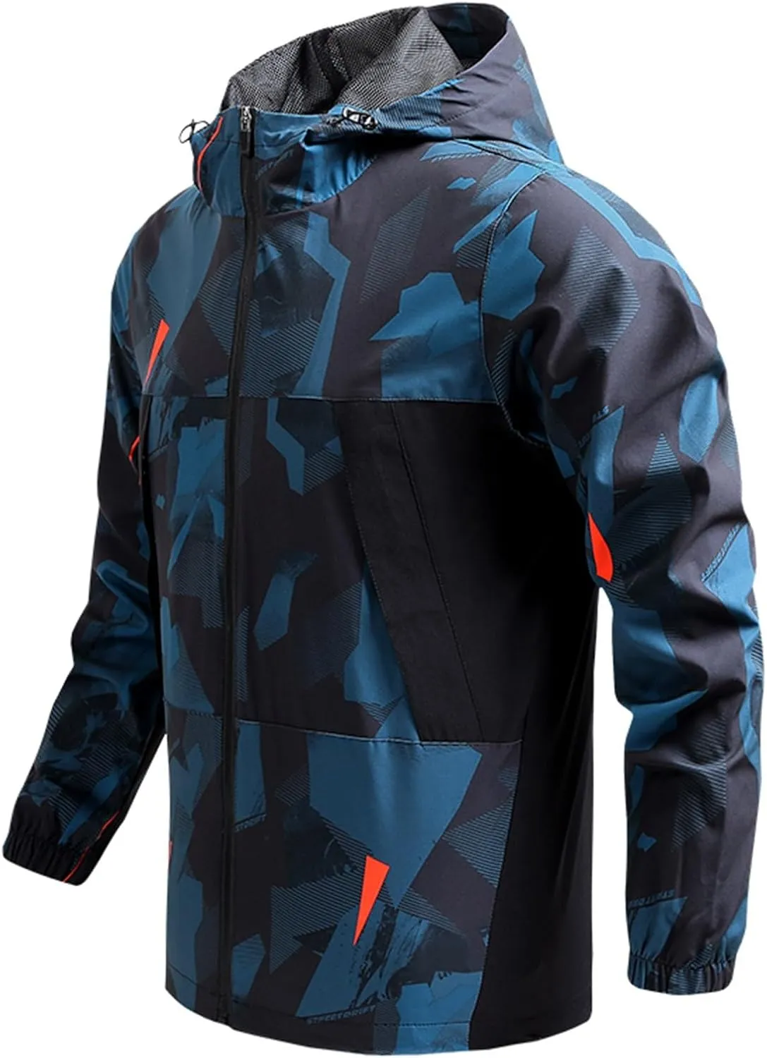 NATHGAM Men's Casual Loose Fit Windbreaker Long Sleeve Stand Collar Hooded Jacket Breathable For Biking Hiking Running 2024