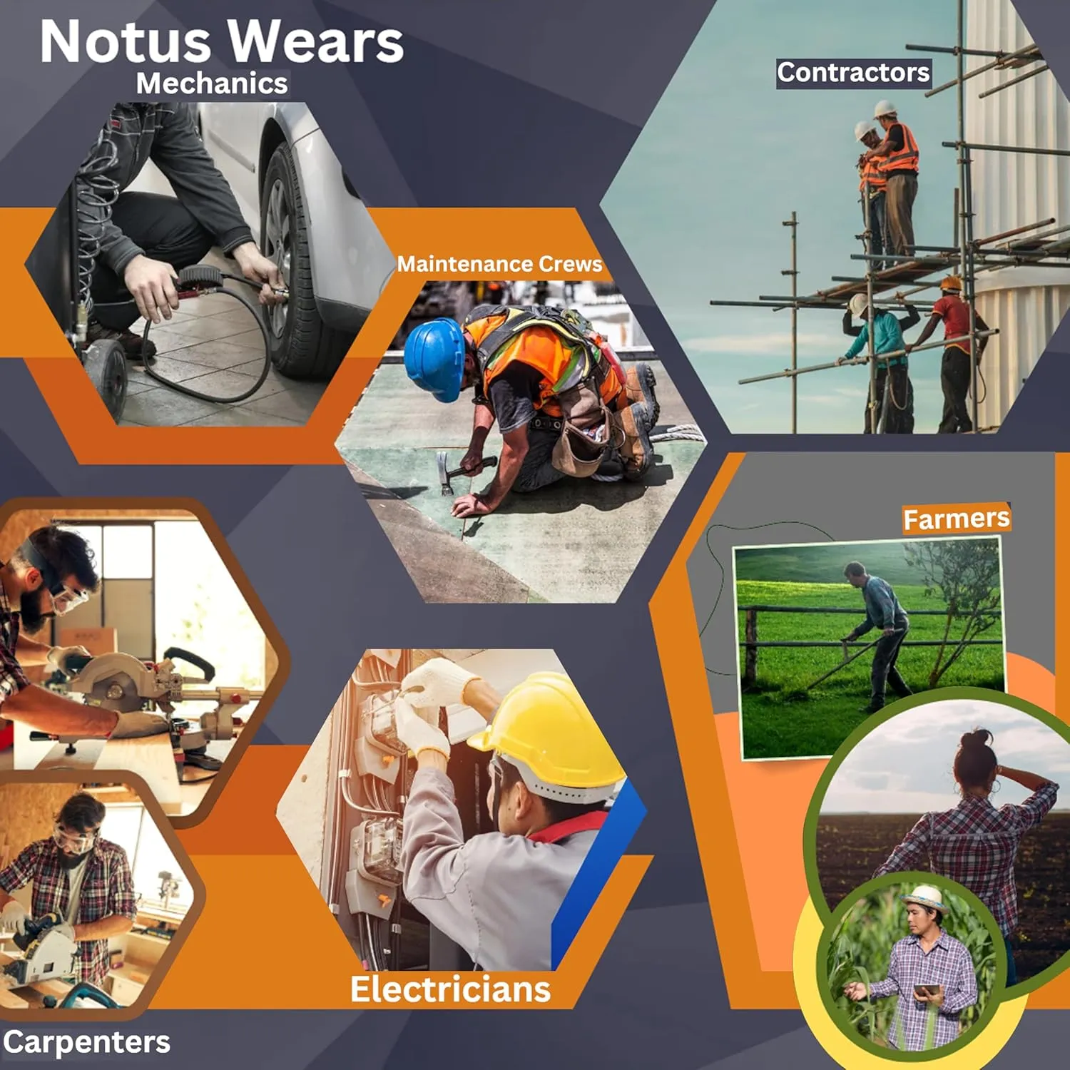 Notus Men's Work Utility & Safety Work Pants Reinforced Cordura Knee Tactical Pants Utility Tools Pockets Workwear Pants