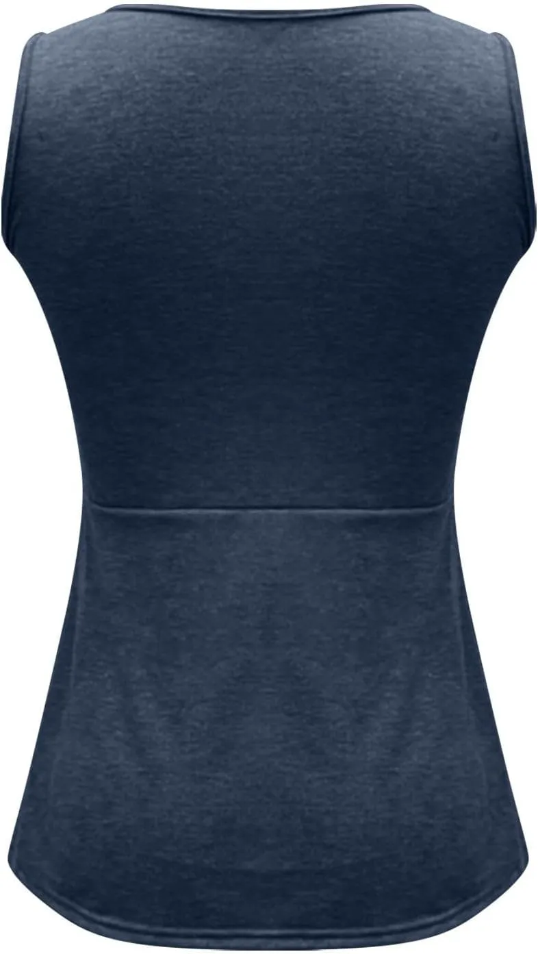 Oversized Shirts for Women Vneck Front Knotted Pleated Flowy Peplum Vest Loose Fit Cool Summer Travel Vacation Tshirt