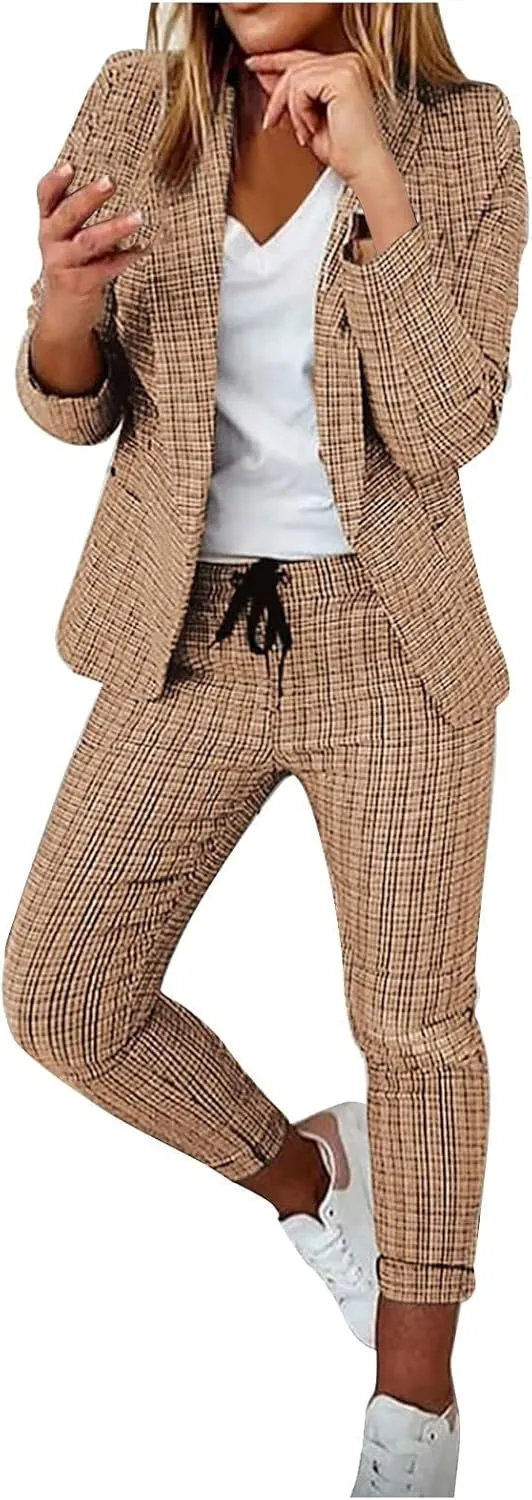 Pants Suits for Women Dressy Business Casual Outfits Blazer Sets Pant Suits 2 Piece Set Work Outfits Office Clothing