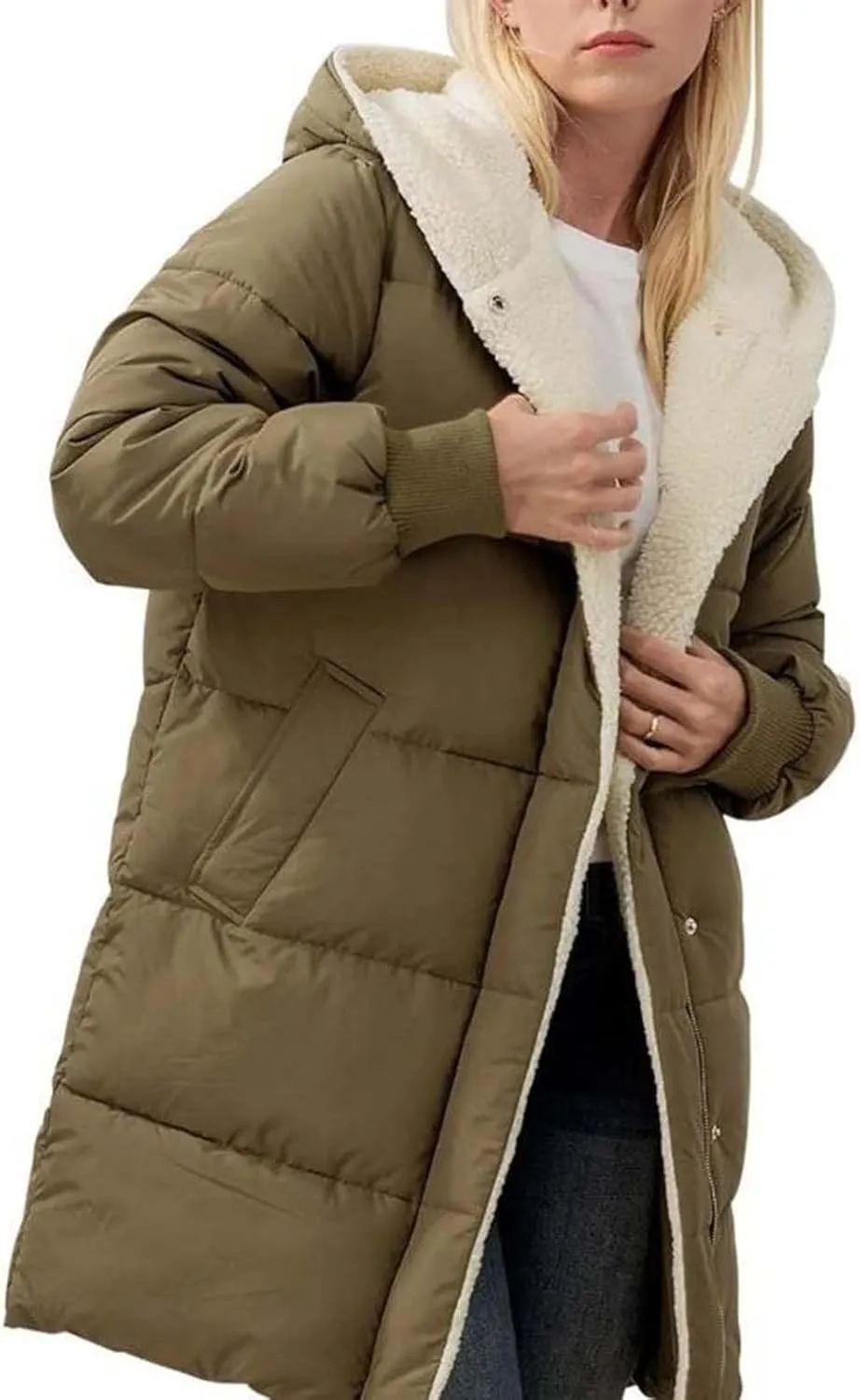 Parka Padded Long Outerwear Hooded Puffer Jacket Lightweight Winter Coat Loose Fit Winter Oversized Outfits Hooded