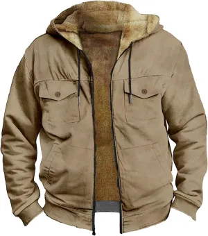 Puffer Jackets for Men Warm Fleece Hooded Sweater Thicken Cotton Coat Mens Puffer Jackets Warm Puffer Jacket