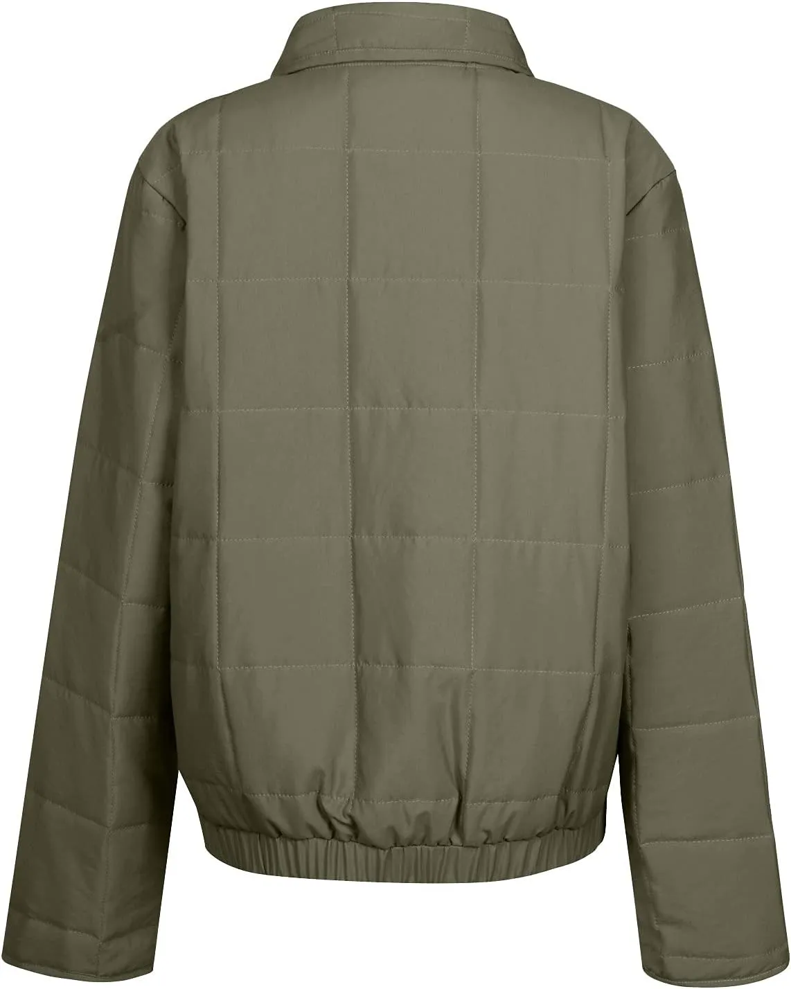 Quilted Jackets for Women Long Sleeve Zip Up Jacket Coat Loose Fit Puffer Jackets Winter Warm Outwear with Pockets